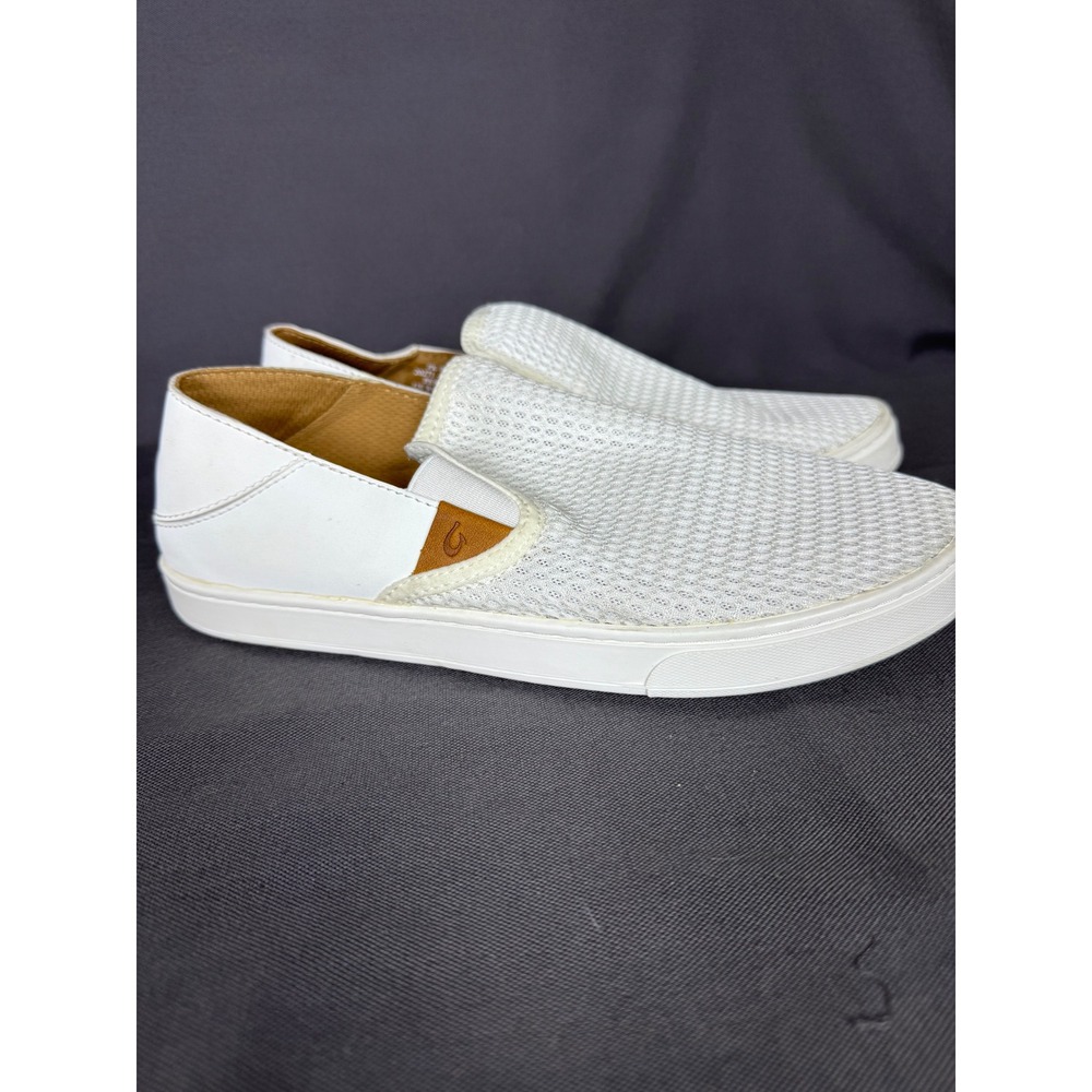 OluKai Pehuea Womens 9 New White Mesh Slip On Sneakers Flip Flop Beach Island - Picture 2 of 13